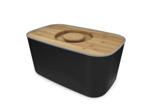 JOSEPH - Chlebak z bambusową deską, czarny 80045 