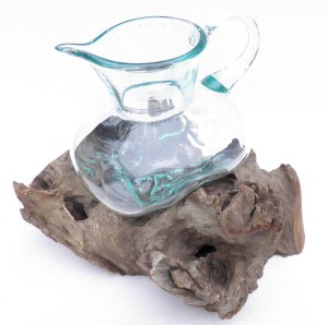 Dzbanek szklany na podstawie korzenia TEAK 5908228966366 