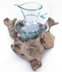 Dzbanek szklany na podstawie korzenia TEAK 5908228966366 