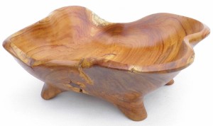 Orientalna patera z korzenia drzewa tekowego 28,5 x 24,5 cm P18