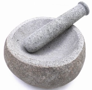 Moździerz kamienny granitowy z tłuczkiem 22x22cm