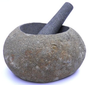 Moździerz kamienny granitowy z tłuczkiem 22x12cm 5908228994970