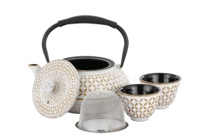 Zestaw żeliwny Czajnik Zaparzacz 0,6 L + 2x Czarka 120ml 2318026