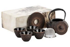 Zestaw żeliwny Czajnik Zaparzacz 0,8 L + 4 x Czarka 120ml + podstawka 2318062