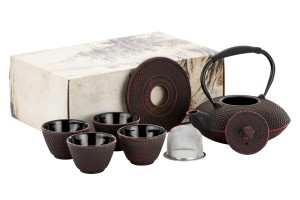 Zestaw żeliwny Czajnik Zaparzacz 1,0 L + 4 x Czarka 120ml + podstawka 2318061