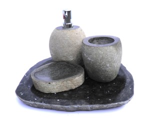 Zestaw łazienkowy kamienny 4el. kamień rzeczny BACAN6