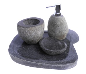 Zestaw łazienkowy kamienny 4el. kamień rzeczny BACAN7