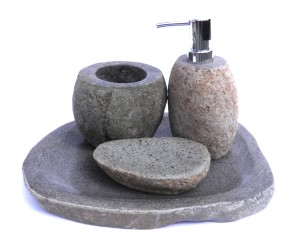 Zestaw łazienkowy kamienny 4el. kamień rzeczny BACAN8