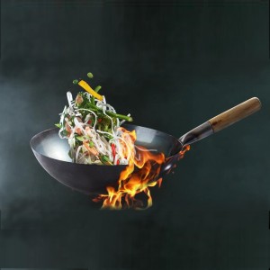 Wok RĘCZNIE KUTY ze stali węglowej 33cm Orient Cook 180004