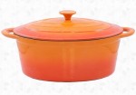 Brytfanna Gęsiarka żeliwna emaliowana 27cm 4 L  pomarańczowa
