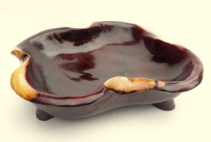 Orientalna patera z korzenia drzewa tekowego 29,5 x 28,5 cm P3