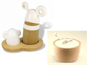 Młynek do pieprzu, Solniczka, Cukierniczka drewno 5903456005641 biały