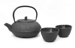 Zestaw żeliwny Czajnik Zaparzacz 1,0 L + 2x Czarka 120ml  