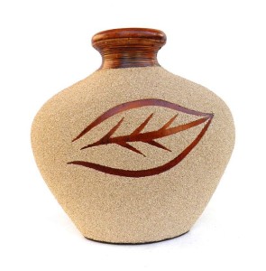 Wazon dekoracyjny z terakoty zdobiony piaskiem 30 cm TRTGC03M